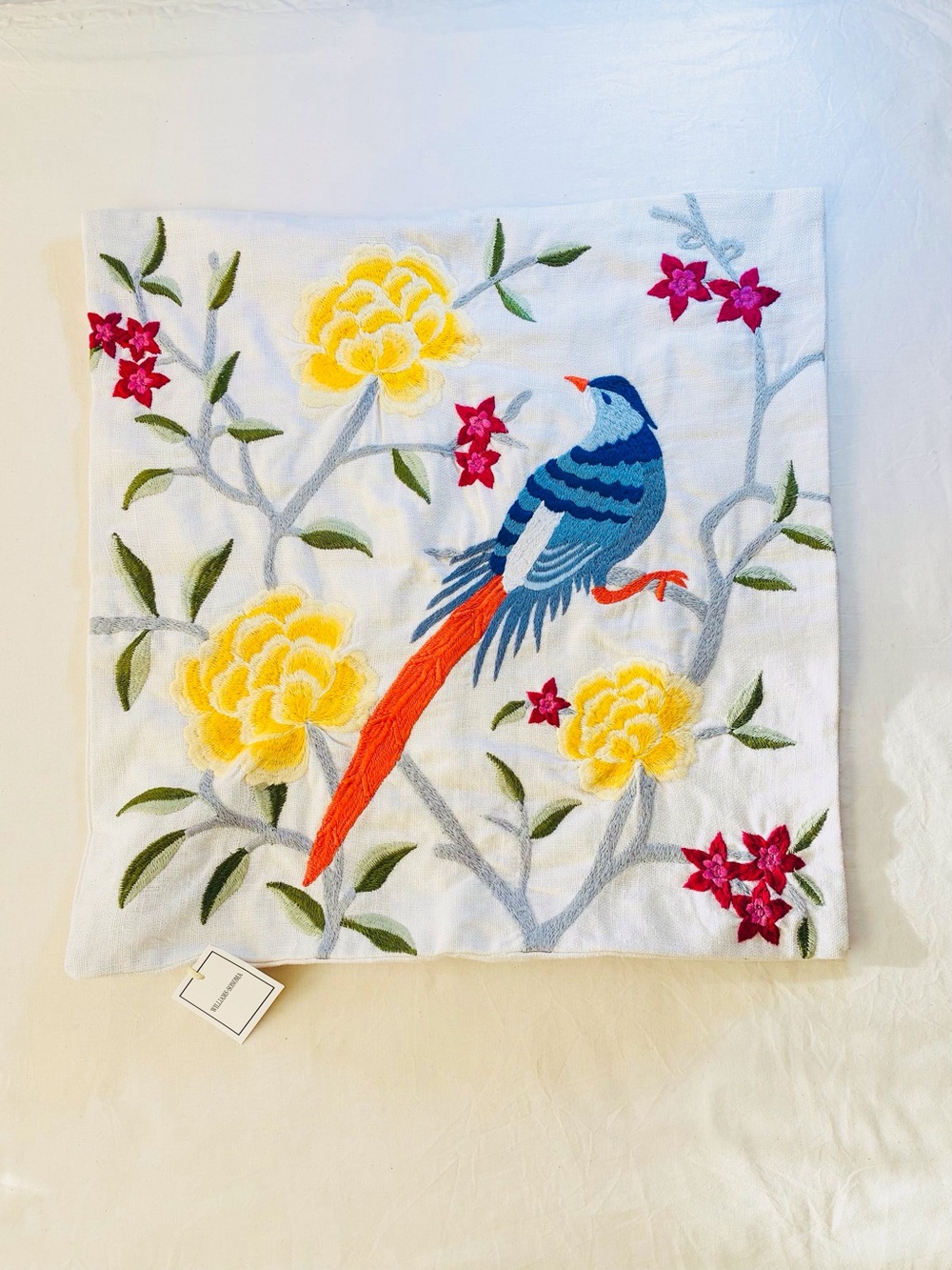 Williams Sonoma embroidered 20” pillow cover